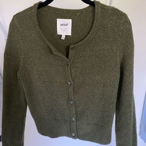 Aerie Olive Green Crop Sweater | M
